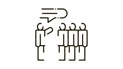Poster - Tourists Group with Guide Icon Animation. black Tourists Group with Guide animated icon on white background