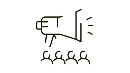 Poster - Loudspeaker Icon Animation. black Loudspeaker animated icon on white background