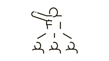 Poster - Speaker Leader for People Icon Animation. black Speaker Leader for People animated icon on white background