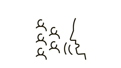Poster - Guide Story for People Icon Animation. black Guide Story for People animated icon on white background