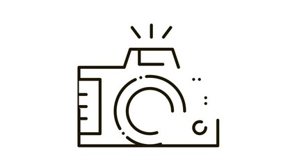 Sticker - Photo Camera Icon Animation. black Photo Camera animated icon on white background