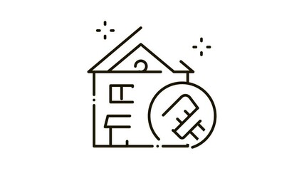 Poster - House Cleaning Icon Animation. black House Cleaning animated icon on white background