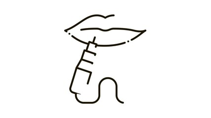 Poster - Lips Tattoo Icon Animation. black Lips Tattoo animated icon on white background