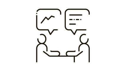 Poster - Human Discussing Icon Animation. black Human Discussing animated icon on white background
