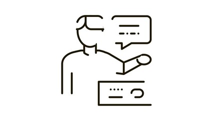 Poster - Human Speaking Icon Animation. black Human Speaking animated icon on white background