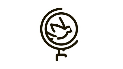 Poster - Bird Ornithology Research Icon Thin Line . Flying Bird And Magnifier, Search Loupe Equipment animated icon on white background
