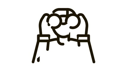 Poster - Human Watching Binocular Icon Thin Line . Man Looking In Equipment For Watch Flying Bird, Ornithologist animated icon on white background