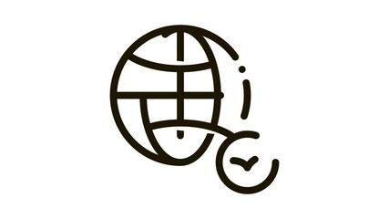 Poster - worldwide watching bird icon thin line . earth globe and bird, international travel for watch flight