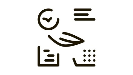 Poster - bird feather characteristics icon thin line . feather describing flight animal, wing quill animated 