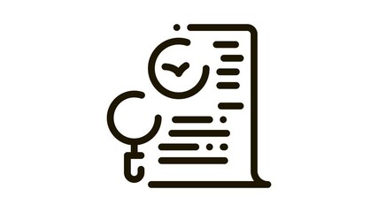 Poster - bird document list research icon thin line . document paper page and magnifier equipment, loupe tool
