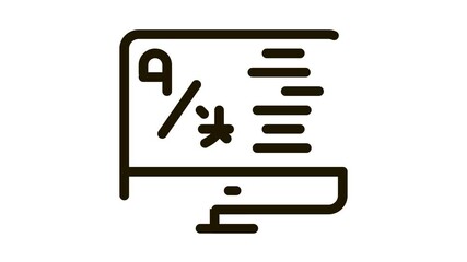 Aufkleber - Computer Translation Program Icon Animation. black Online Learning Or Dictionary On Computer Screen animated icon on white background