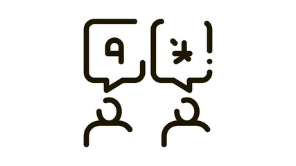 Aufkleber - Discuss Different Languages Icon Animation. black Human Speaking International Languages, Translator animated icon on white background