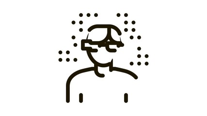 Poster - Man Smart Glasses Icon Animation. black Man Smart Glasses animated icon on white background