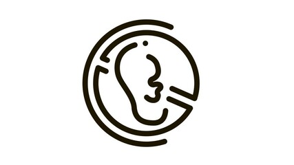 Sticker - No Hearing Icon Animation. black No Hearing animated icon on white background