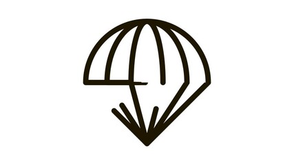 Poster - Parachute Icon Animation. black Parachute animated icon on white background