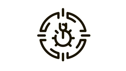 Poster - Bug Target Icon Animation. black Bug Target animated icon on white background
