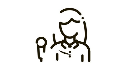 Aufkleber - Reporter Woman Icon Animation. black Reporter Woman animated icon on white background