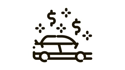 Sticker - Car Dollar Mark Icon Animation. black Car Dollar Mark animated icon on white background