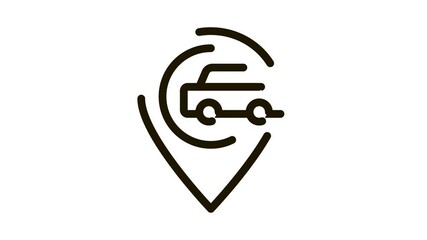 Poster - Car Gps Map Mark Icon Animation. black Car Gps Map Mark animated icon on white background