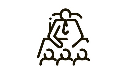Poster - office meeting icon animation. black office meeting animated icon on white background
