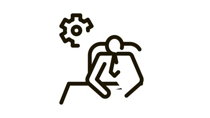 Poster - Leader Sit Gear Icon Animation. black Leader Sit Gear animated icon on white background