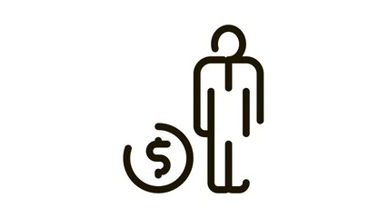 Poster - Human Dollar Coin Icon Animation. black Human Dollar Coin animated icon on white background