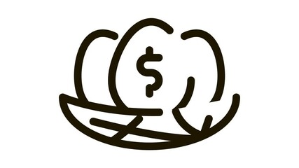 Poster - Dollar Mark Eggs Icon Animation. black Dollar Mark Eggs animated icon on white background
