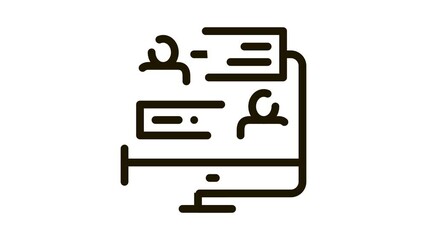Poster - Online Discussion Icon Animation. black Online Discussion animated icon on white background