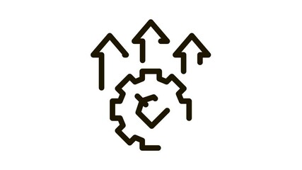 Poster - Gear Arrows Label Icon Animation. black Gear Arrows Label animated icon on white background