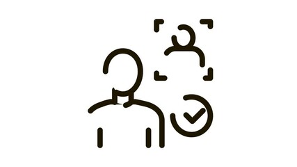 Poster - Approve Identity Icon Animation. black Approve Identity animated icon on white background