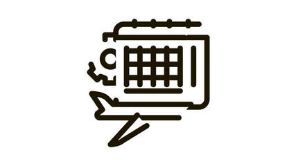 Poster - Calendar Plane Icon Animation. black Calendar Plane animated icon on white background
