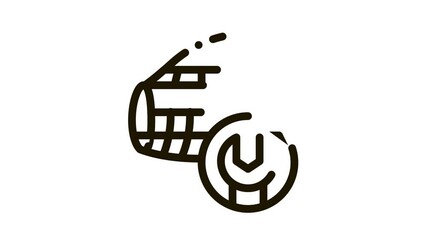 Poster - Plane Fix Wrench Icon Animation. black Plane Fix Wrench animated icon on white background
