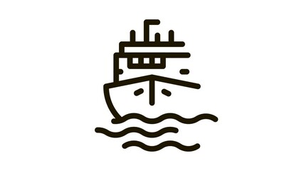 Sticker - Cruise Vessel Icon Animation. black Cruise Vessel animated icon on white background