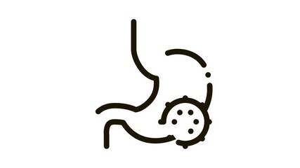 Wall Mural - Stomach Infection Icon Animation. black Stomach Infection animated icon on white background