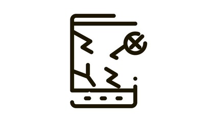Poster - Wrecked Tablet Icon Animation. black Wrecked Tablet animated icon on white background