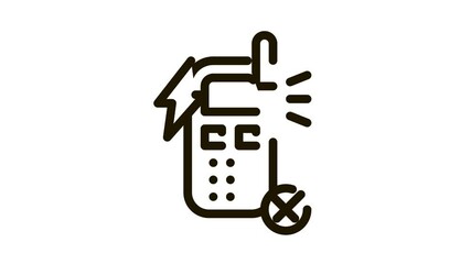 Poster - Broken Phone Icon Animation. black Broken Phone animated icon on white background