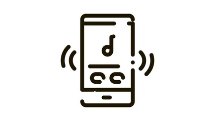 Poster - Phone Music Audio Player Icon Animation. black Phone Music Audio Player animated icon on white background
