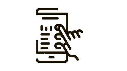 Poster - Hand Touch Phone Screen Icon Animation. black Hand Touch Phone Screen animated icon on white background