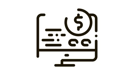 Aufkleber - Money Report on Computer Icon Animation. black Money Report on Computer animated icon on white background