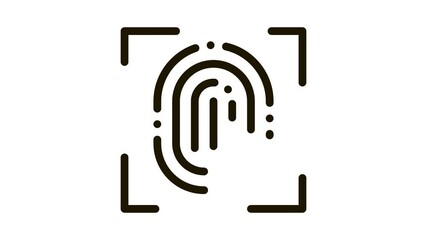 Poster - Scan Fingerprint Close-up Icon Animation. black Scan Fingerprint Close-up animated icon on white background