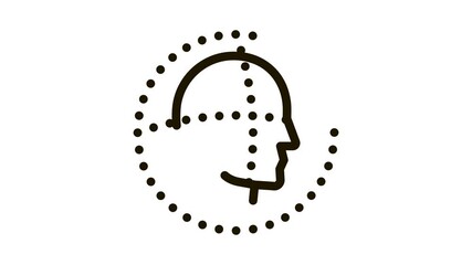 Poster - Scan Head Authentication Icon Animation. black Scan Head Authentication animated icon on white background