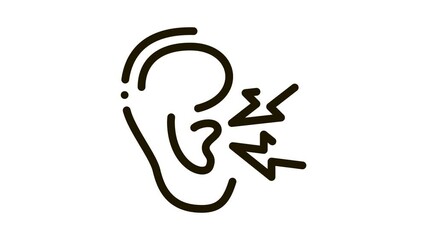 Poster - Earache Icon Animation. black Earache animated icon on white background