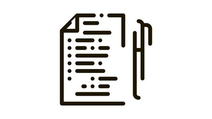 Poster - Voting Sheet with Pen Icon Animation. black Voting Sheet with Pen animated icon on white background