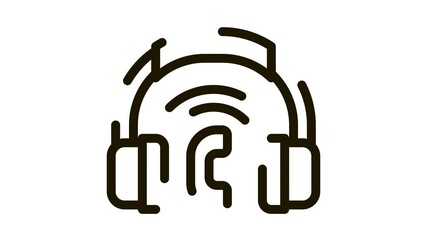 Aufkleber - Voip System Headphones Icon Animation. black Voip System Headphones animated icon on white background