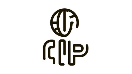 Aufkleber - Voip Ip Calling System Icon Animation. black Voip Ip Calling System animated icon on white background