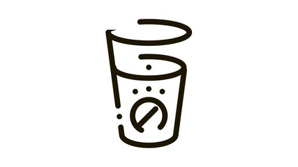 Poster - Glass of Water for Taking Pills Supplements animated black icon on white background