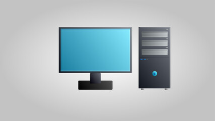 Poster - Digital modern new stationary office computer for games, work and entertainment on a white background. illustration