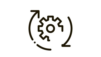 Poster - Gear And Arrows Around Agile Element animated black icon on white background