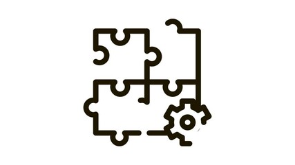 Poster - Puzzle Game And Gear Agile Element animated black icon on white background