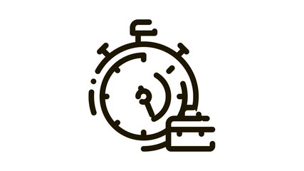 Sticker - Stopwatch And Suitcase Agile Element animated black icon on white background